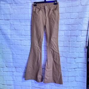Rosy Brown Vegan Leather Flare pants sz S stylish On the town